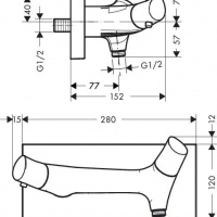 Смесители Термостат для душа, с запорным вентилем, подключение ручного душа , цвет хром 