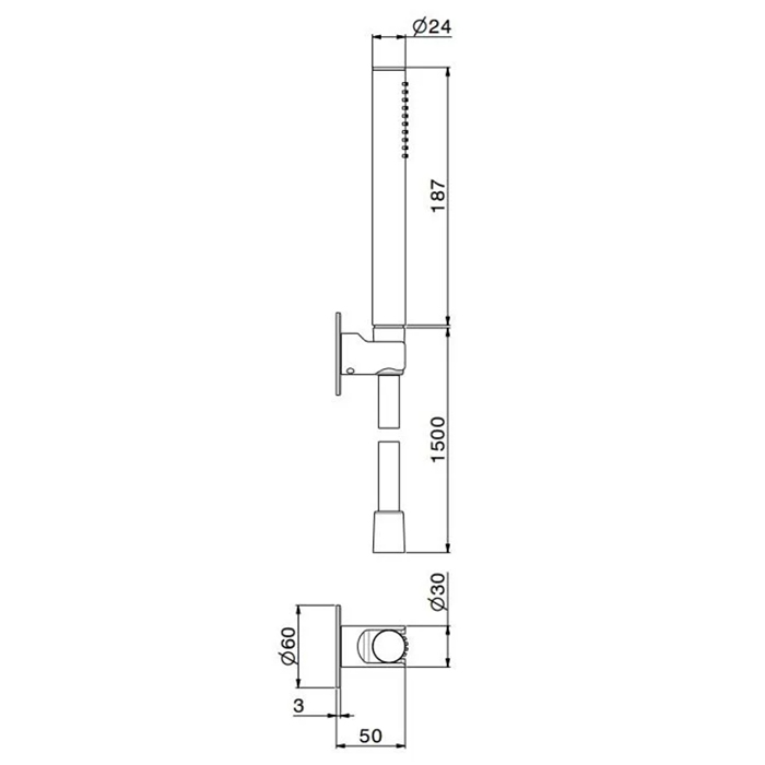 Душевая программа Ручной душ с держателем для лейки с шлангом, без выхода для подачи воды, цвет хром 