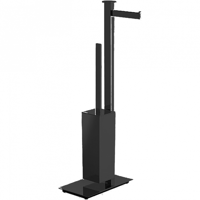 Напольная стойка с держателем туалетной бумаги и ершом, DX, цвет черный матовый