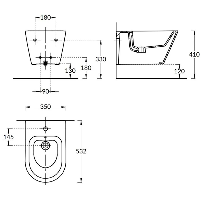 Биде Биде подвесное, белое глянцевое 