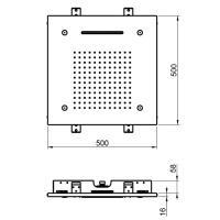 Душевая программа Душевая лейка потолочная встраив., 500х500 мм, 3 режима, цвет Mirror Stainless Steel 
