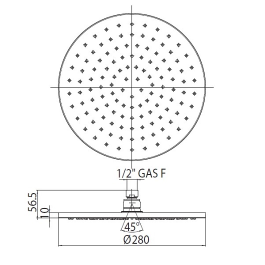 Душевая программа Верхний душ Ø 280 мм, цвет чёрньій матовьій 