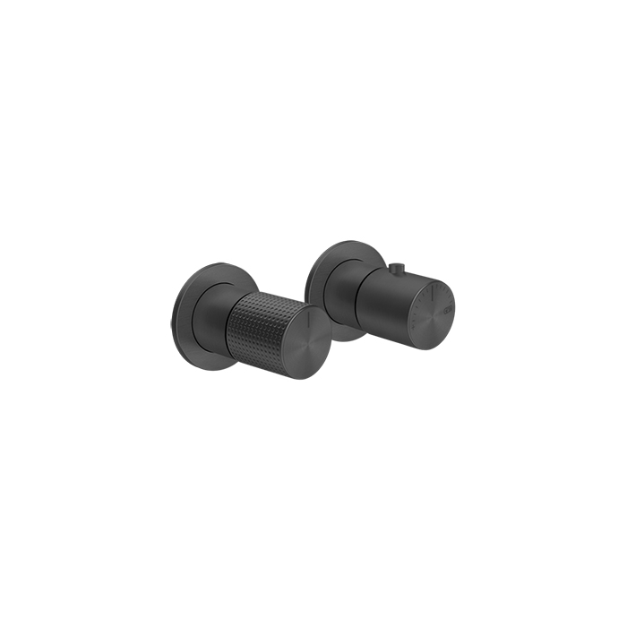 Смесители Cesello Смеситель для душа, встраиваемый, термостатический, с перелючателем на 2 положения, внешняя часть, цвет: Black Metal PVD 