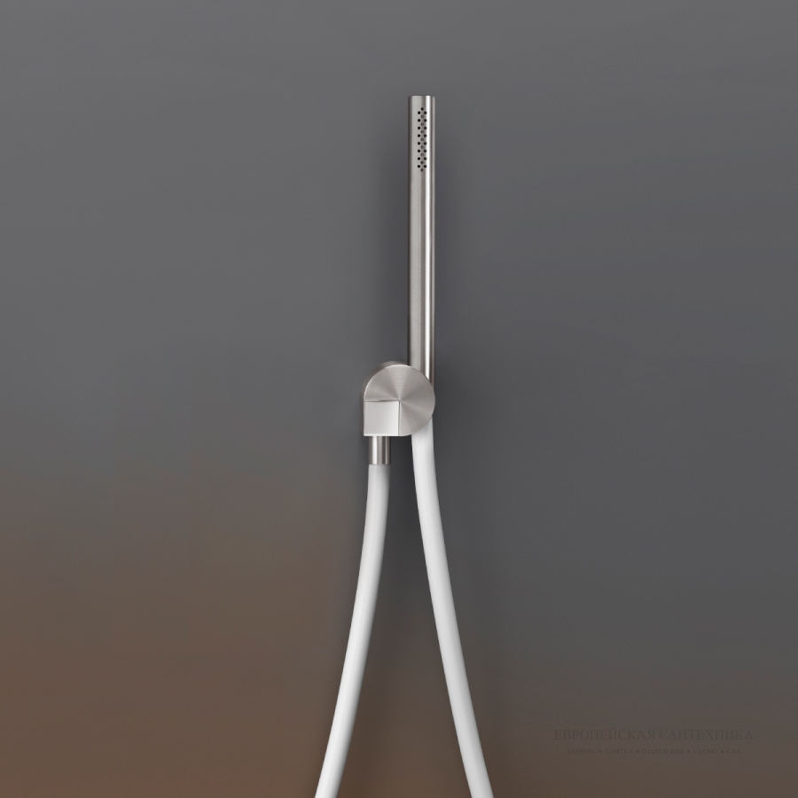 Ручной душ Duet, держатель, шланговое подсоединение, шланг White, цвет сатинированная сталь