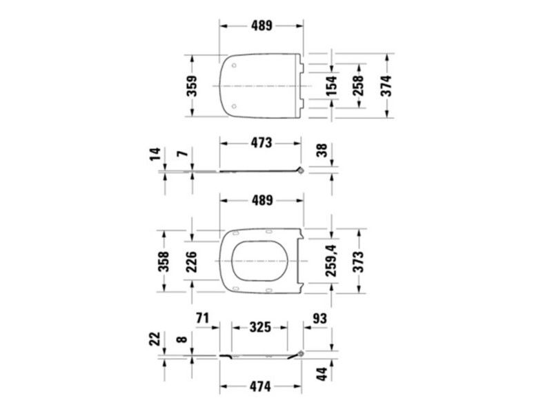 Сиденья для унитазов Сиденье для унитаза, съемный вариант, удлиненное исполнение, петли: нержавеющая сталь, с автоматическим закрыванием 