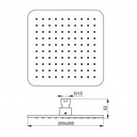 Душевая программа Верхний душ 200 мм, черный матовый 