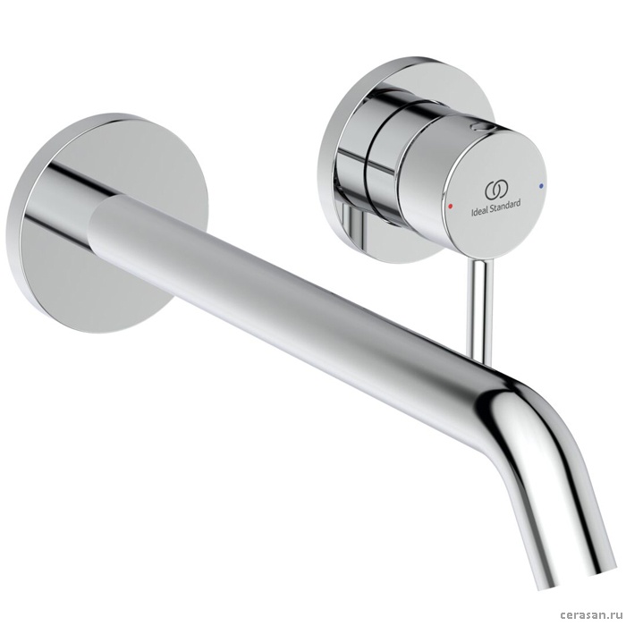 Смеситель однорычажный для раковины на 2 отверстия из стены, излив 220 мм, внешняя часть, цвет хром