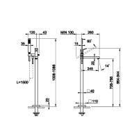 Смесители Напольный смеситель для ванны хром 
