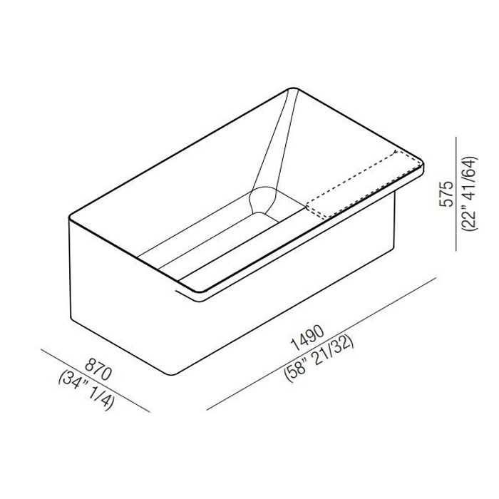 Ванны Ванна отдельностоящая 149х87х57.5 см, цвет: темно-серая 