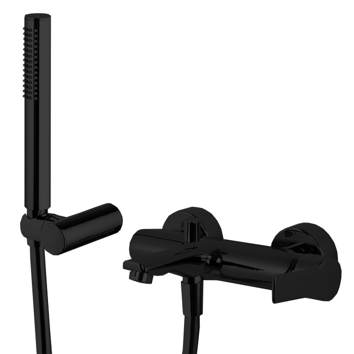 Смесители Смеситель для ванны, настенный, с ручным душем, цвет чёрный матовый 