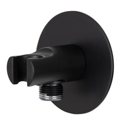 Комплектующие Подключение для душевого шланга с держателем лейки, чёрный матовый 