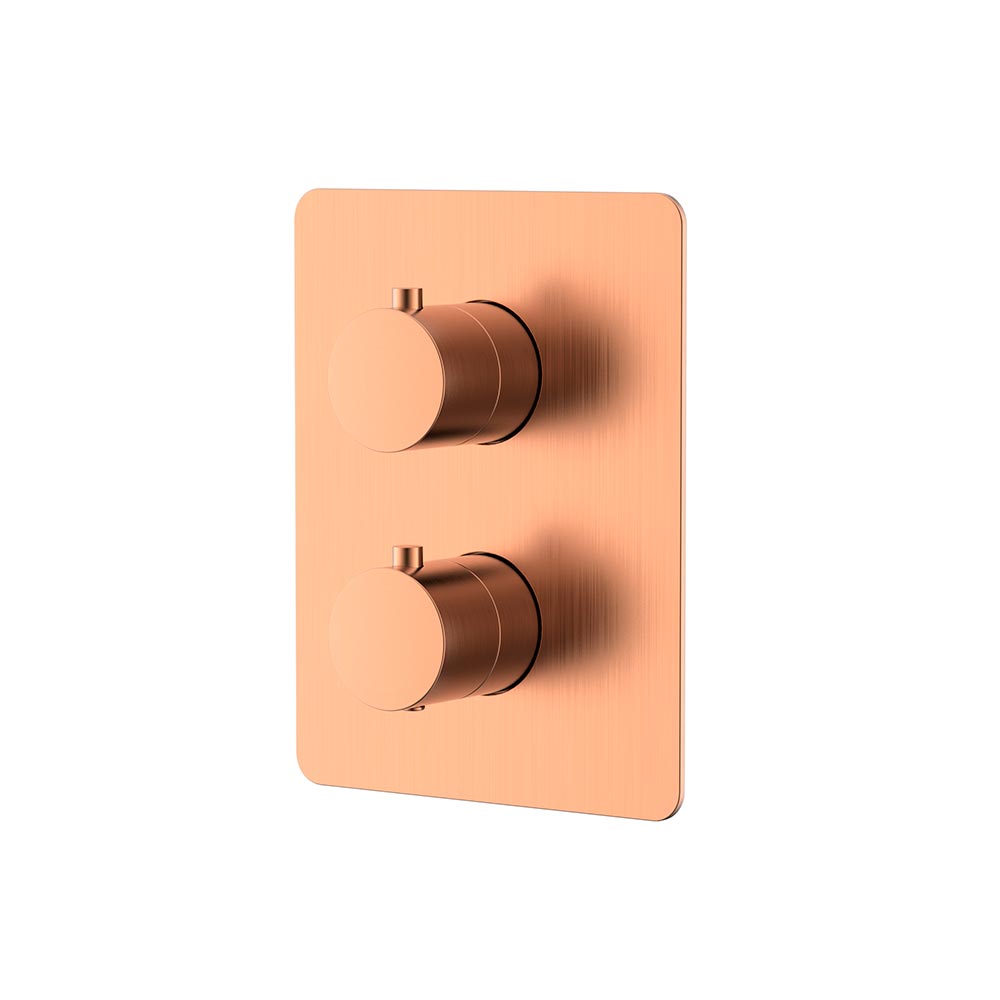 Термостатический встраиваемый смеситель для душа из стены на 2 потребителя ROSE GOLD
