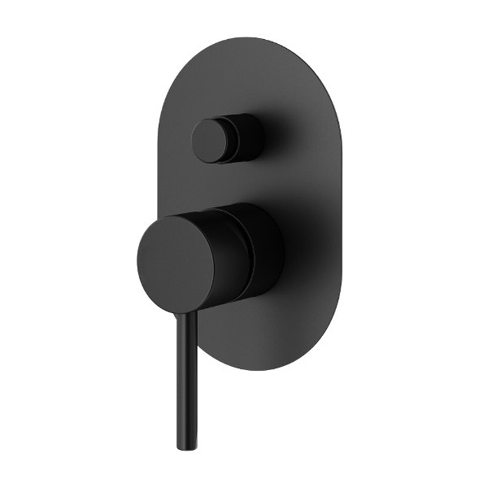 Смесители Внешняя часть встраиваемого смесителя на 2 выхода, накладка овал 100х150 мм, черный матовый 