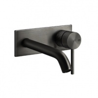 Смесители Настенный смеситель для раковины внешняя часть чёрный шлифованный металл 