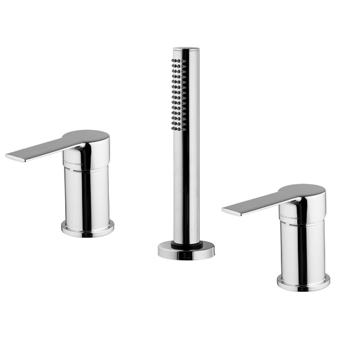 Смесители Смеситель на борт ванны, на 3 отверстия, с ручным душем, цвет хром 