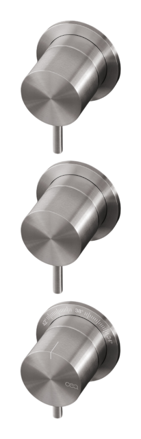 Смесители Термостат для душа Milo360, настенный, 2 запорных вентиля, внешняя часть, сталь, цвет сатинированная бронза 