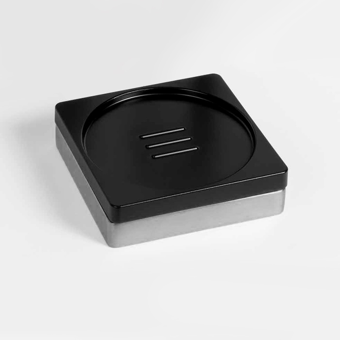 Мыльница настольная, цвет хром/черная резина