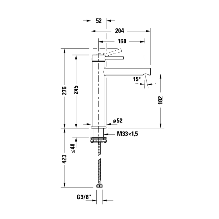 Смесители L Однорычажный смеситель для умывальника черный матовый 