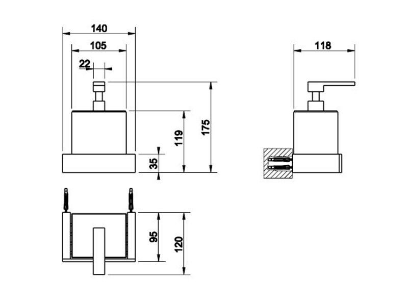 Аксессуары для ванной Дозатор для жидкого мыла настенный белый, хром 
