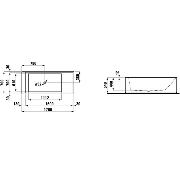 Ванны Laufen Kartell Ванна 1750x750x540мм, свободностоящая, с слив-переливом с подсветкой, сисит. подъема, материал: композит, цвет: белый 