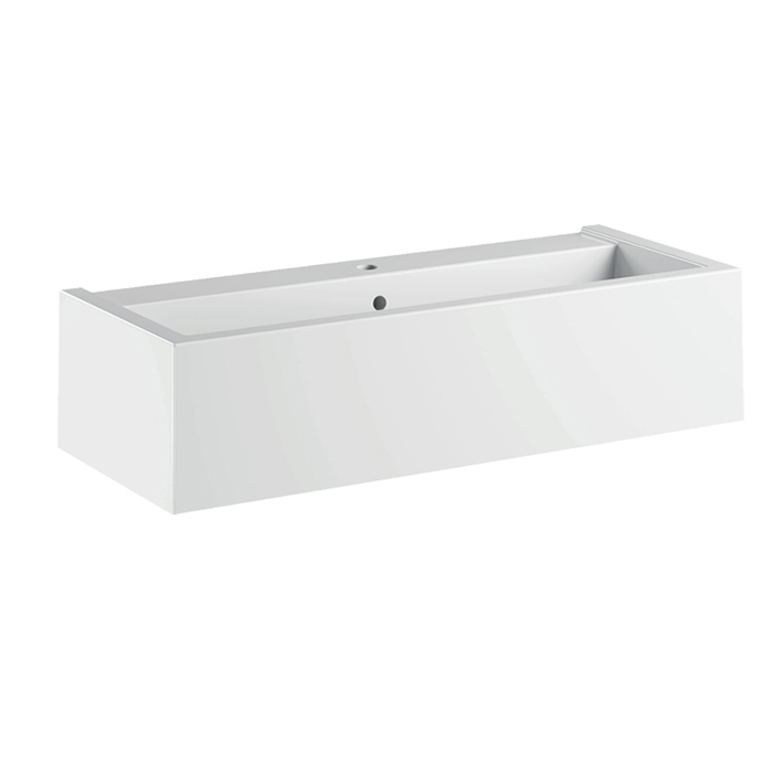 Раковины Раковина подвесная, с 1 отверстием под смеситель, 120х40х25 см, цвет белый глянец 