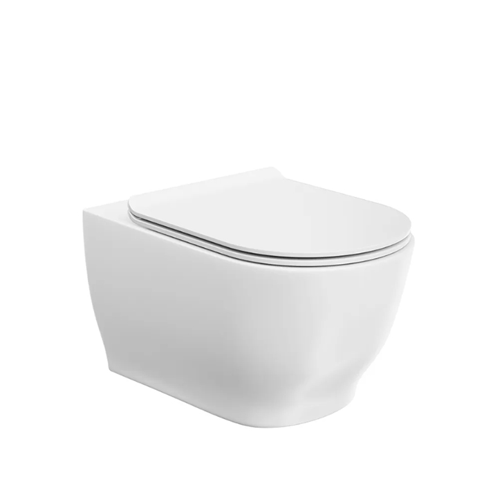 Унитазы Унитаз подвесной безободковый с крепежом, белый глянцевый 