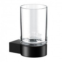 Аксессуары для ванной Стакан для зубных щеток с держателем (чёрный матовый) 