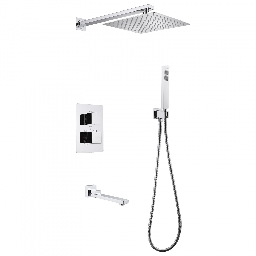 Душевая программа Душевая система скрытого монтажа с изливом, термостат, хром 