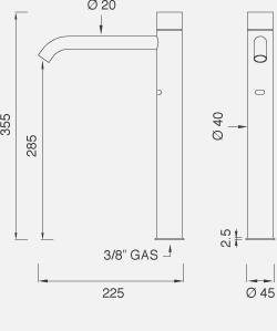 Смесители Настольный смеситель для раковины с датчиком присутствия. Высота 355 мм 