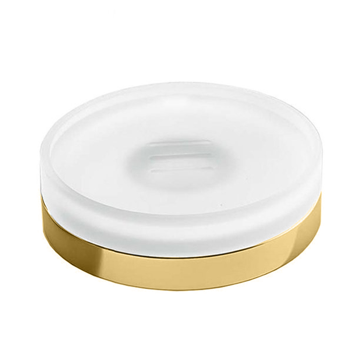 Мыльница настольная, цвет PVD золото матовое/матовое стекло