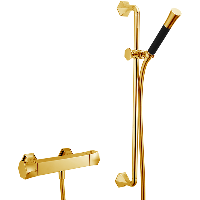 Смесители Термостатический смеситель для душа, с душевым комплектом, цвет золото 