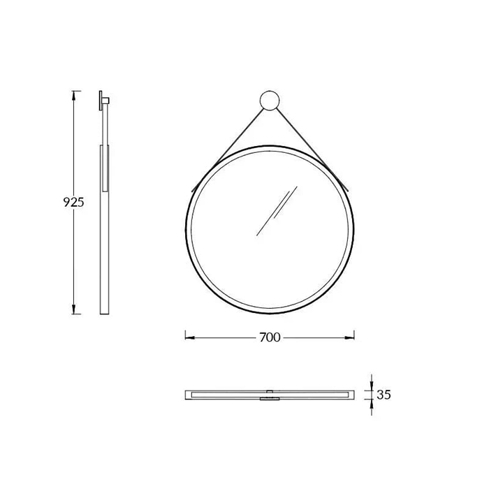 Мебель для ванной Зеркало круглое 70, черное матовое 