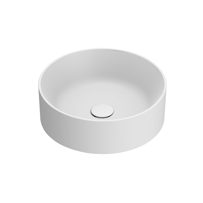 Раковины Раковина 40 см диаметр, на столешницу, без отверстий под смеситель, покрытие Cataglaze+, цвет белый матовый 