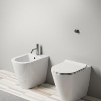 Унитазы Унитаз напольный приставной (белый глянцевый) 