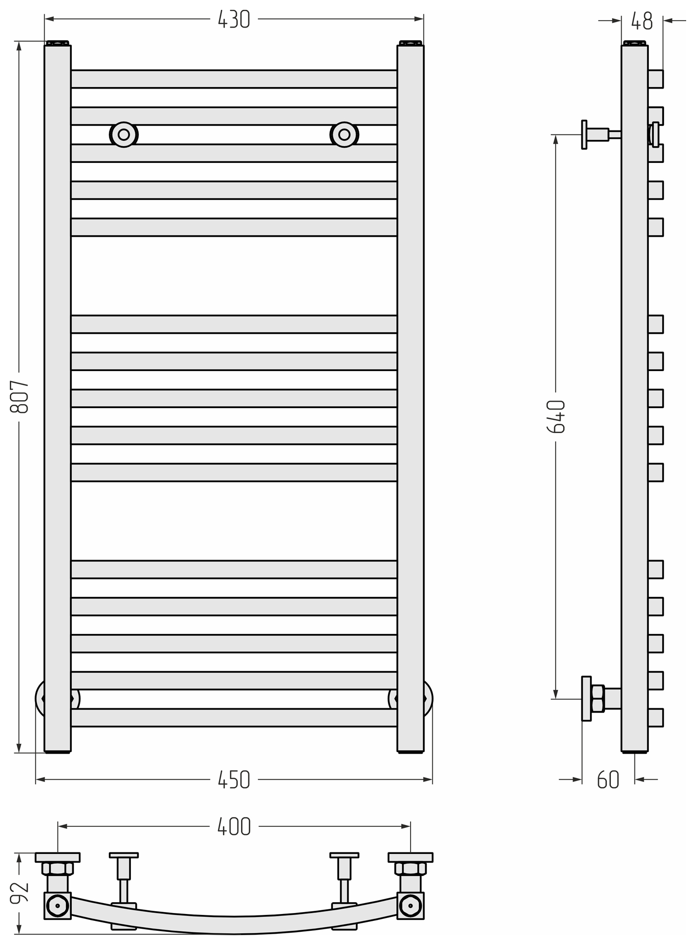 Полотенцесушители Полотенцесушитель 800х400 (Матовый чёрный) 