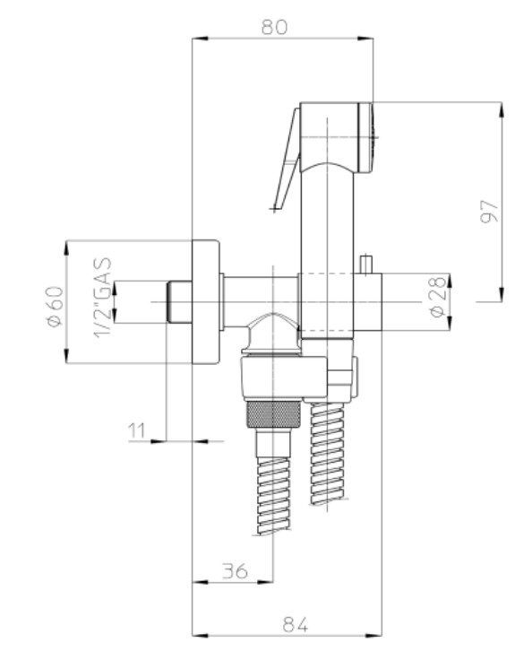 Душевая программа Гигиенический душ с предохранительным клапаном,шланговым подсоединением и держателем 