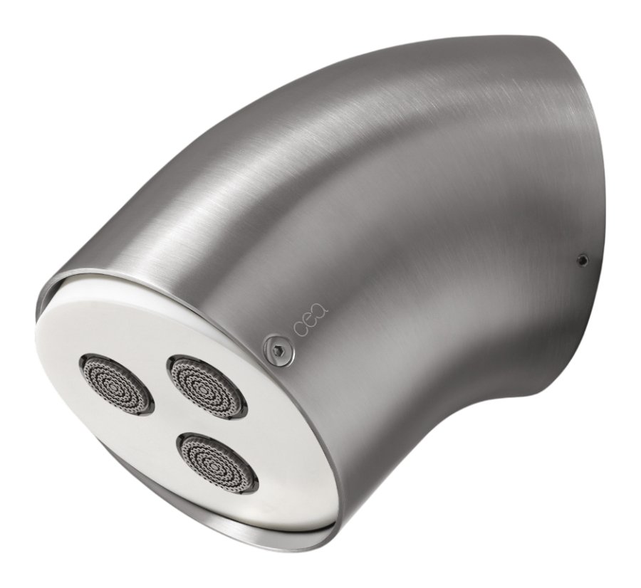 Душевая программа Душ верхний Free Ideas, настенный, регулируемый, с наконечником Delrin® и конической дождевой струей, Р-140 мм, сталь, цвет сатинированная нержавеющая сталь 