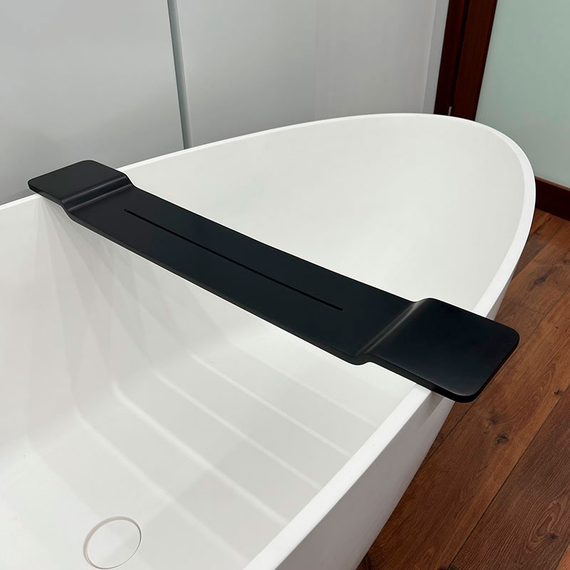 Комплектующие K.Stone аксессуар полочка на ванну 90х15х3H, черный матовый 