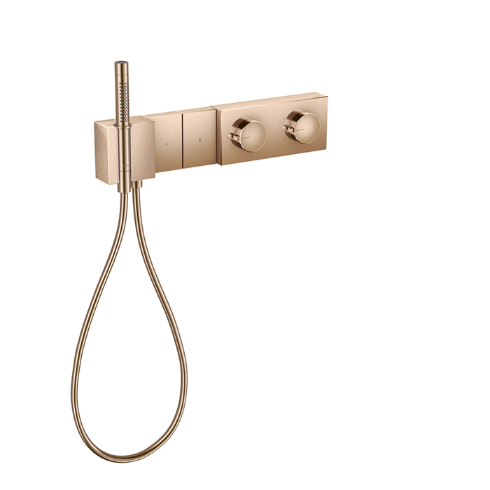 Смесители Смеситель для душа 470/100, встраиваемый, термостат, на 2 источника, с ручным душем, алмазная огранка, цвет красное золото 