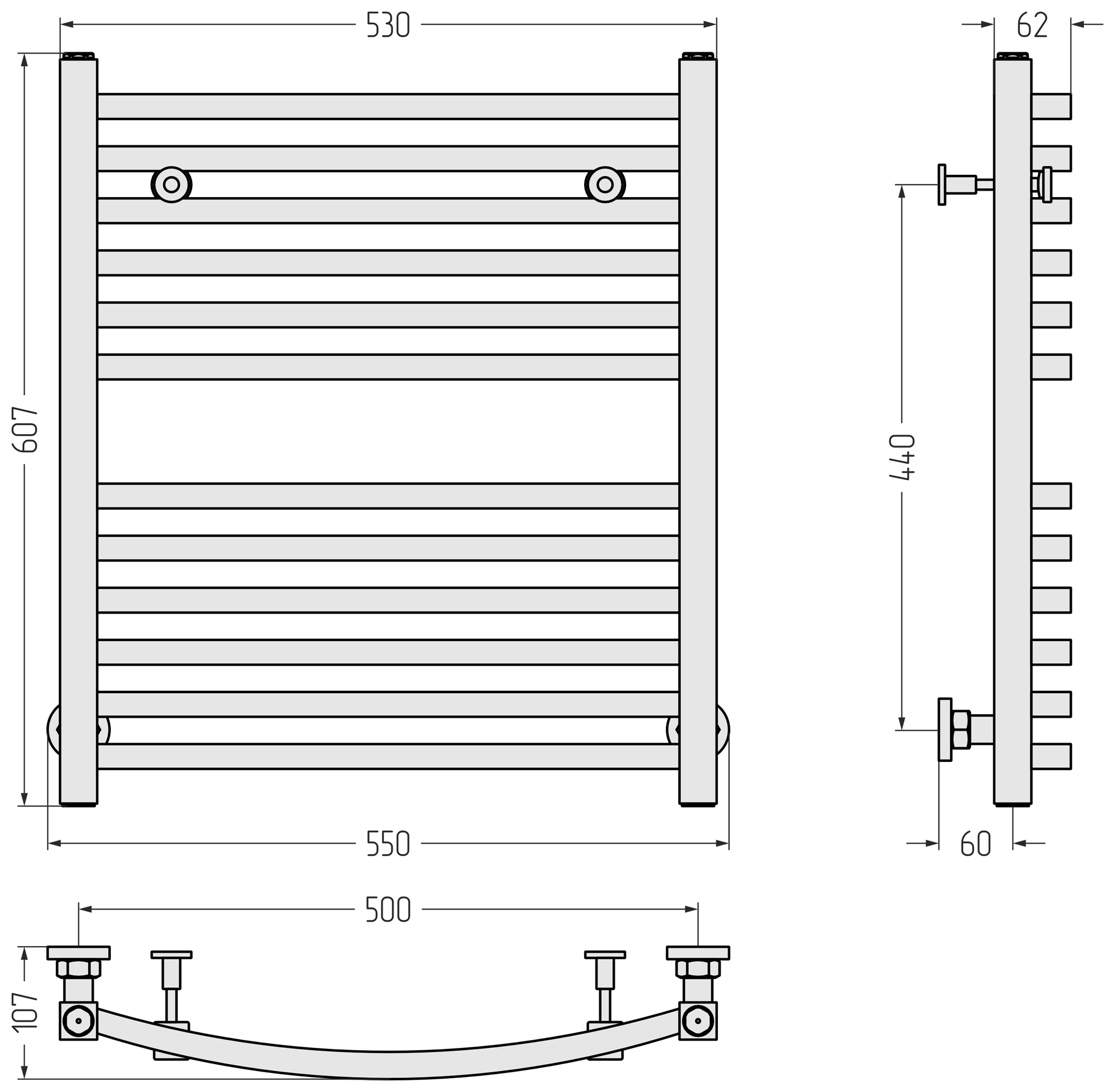 Полотенцесушители Полотенцесушитель 600х500 (Белый) 