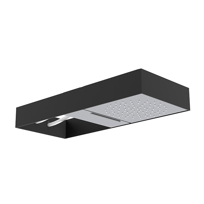Wellness Верхний душ Moove настенного монтажа, в черной матовой раме, с каскадом, передвижной модуль подачи воды, цвет хром