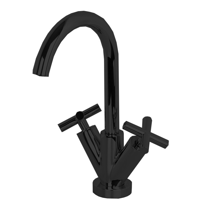 Смесители Смеситель для раковины, на 1 отверстие, с донным клапаном, цвет чёрный матовый 