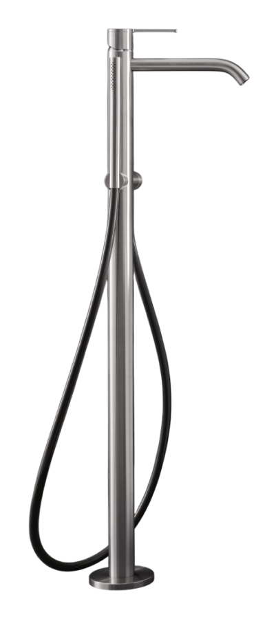 Смесители Смеситель для ванны Innovo, напольный, H. 855 мм, с ручным душем, шланг в стальной оплётке, внешняя часть, цвет сатинированная сталь 