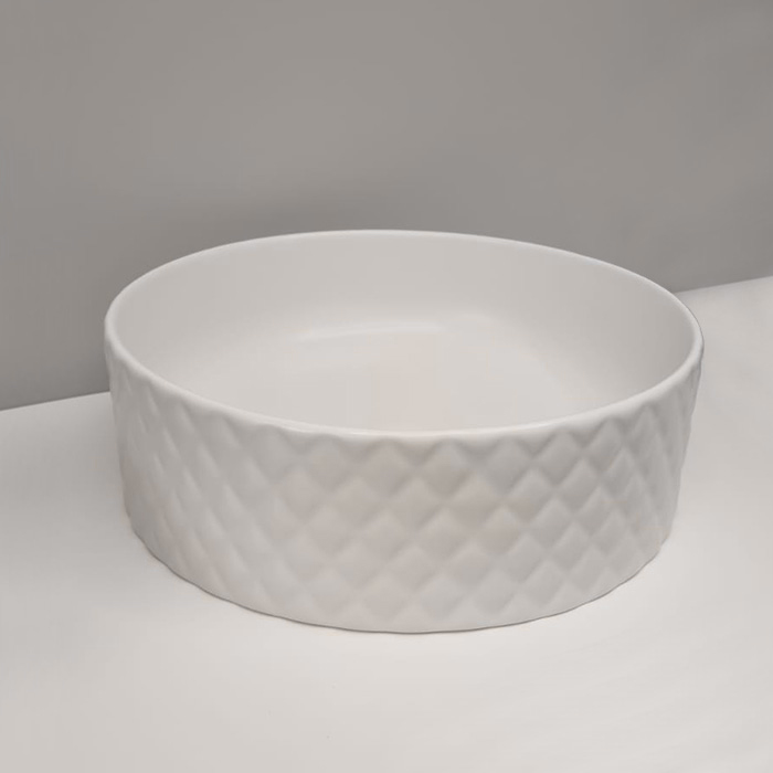 Раковина накладная,44,5хh14,5см, без отв под смеситель, без перелива, цвет: белый матовый