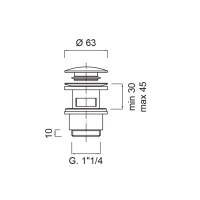 Комплектующие Выпуск для раковины с переливом | Донный клапан Click-Clack, хром 