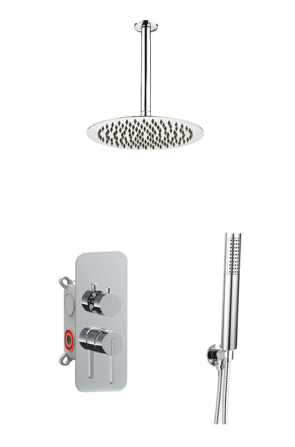 Душевая программа Душевой комплект ER233 на 2 потребителя, с потолочным кронштейном, цвет хром 