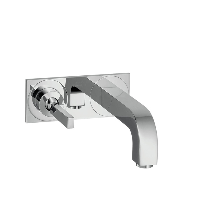 Смесители Встраиваемый смеситель для раковины, на 2 отверстия, с панелью, излив: 220 мм, с донным клапаном, цвет хром 