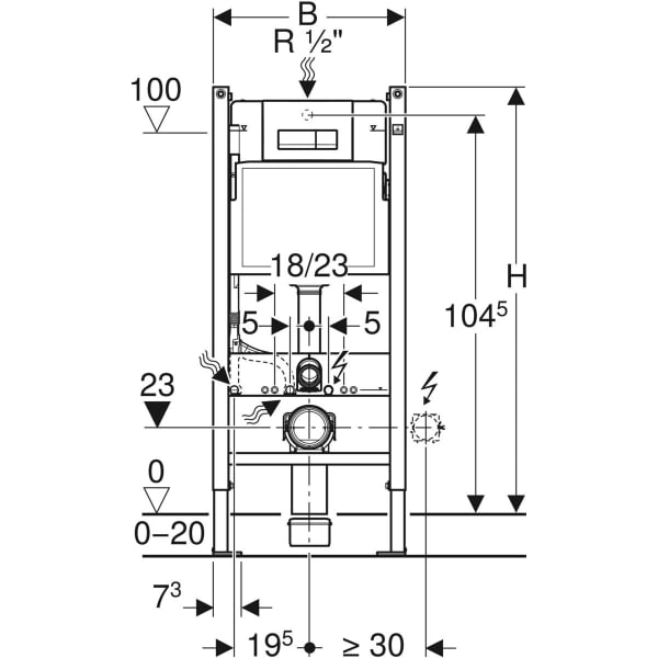 Системы инсталляции инсталляция Duofix для подвесного унитаза, со смывным бачком Delta, панель смыва Delta51 белая 