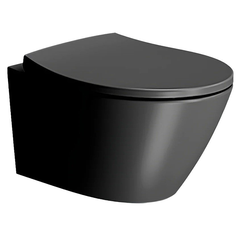 Унитазы Унитаз подвесной, безободковый (чёрный матовый) 