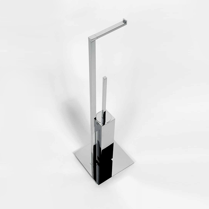 Стойка напольная с ершом и держателем туалетной бумаги L18*18 H67,5 см, цвет хром